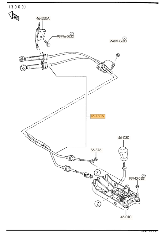 GK2C-46-500L - Shift Control Cable - 2003-2008 Mazda 6 | Mazda