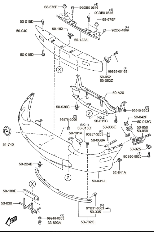 NA01-50-180A - License Mount - 1990-1997 1999-2005 Mazda Miata
