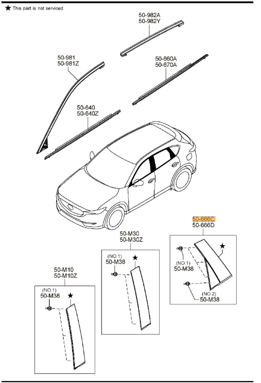 まぴページ KB8A-50-M50H - 2017-2024 Mazda CX-5 - Rear Applique | Mazda Parts