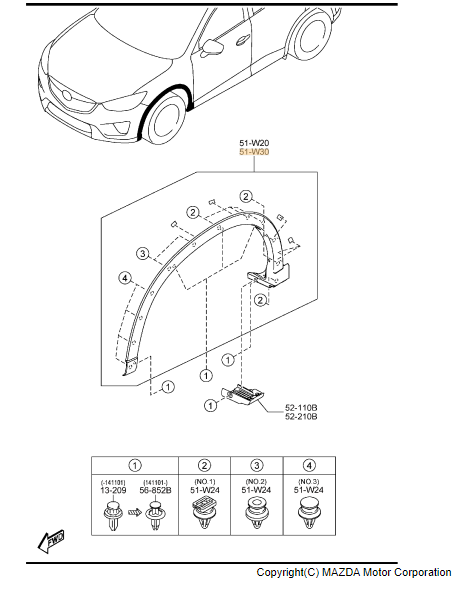 KD53-51-W30C-8N - 2013-2016 Mazda CX-5 - Wheel Opening Molding