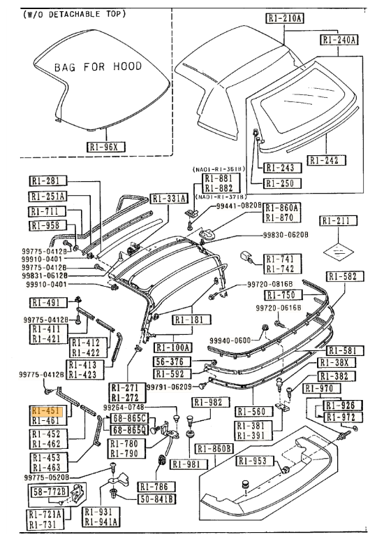 NA01-R1-411C - Weatherstrip - 1990-1997 Mazda Miata | Mazda Parts