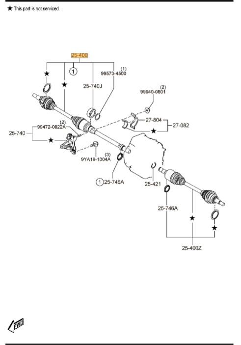 FTC3-25-50X - Axle Assembly Right - 2014-2018 Mazda 3 | Mazda