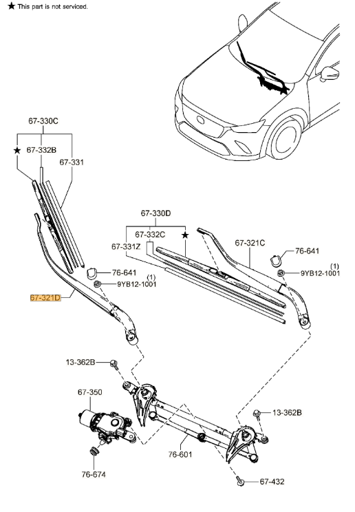 DB4G-67-321A - Arm Wiper | Mazda Parts Factor