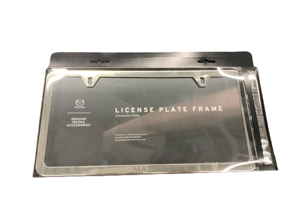 C9N7V4027 - Exterior: 2023-2024 Mazda License Plate Frame Polished Slimline for Mazda: 3, 6, CX-3, CX-30, CX-5, CX-50, CX-9, CX-90, MX-30 EV, MX-5 Miata Image