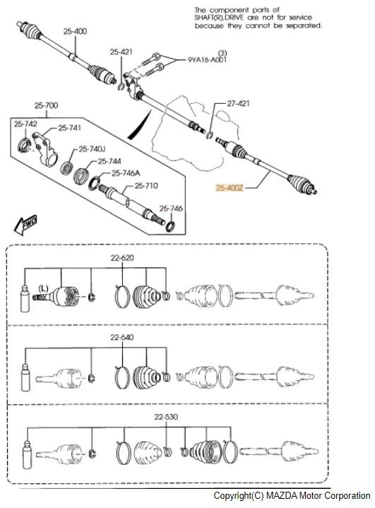 GG46-25-600C - Axle Assembly Left - 2007-2009 Mazda 3 | Mazda