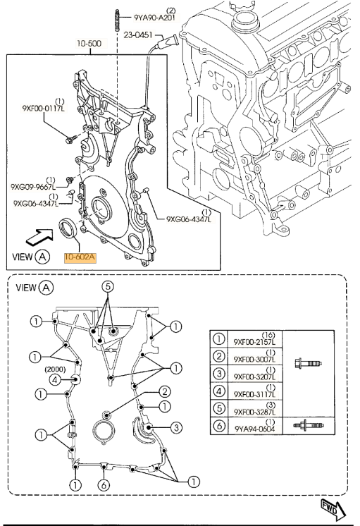 2013 Mazda 3 2014-2015 Mx-5 5 Front Timing Cover Crankshaft