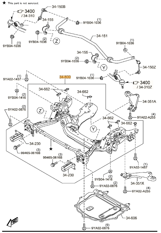 N452-34-80X - 2016-2024 Mazda MX-5 Miata - Engine Cradle | Mazda