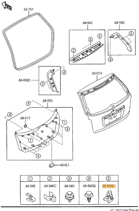 GJ1268865 - : 1990-2024 Mazda - Windshield Pillar Trim Retainer Clip for Mazda: 2, 3, 323, 5, 6, 626, CX-3, CX-30, CX-5, CX-50, CX-7, CX-9, Miata, MPV, MX-30 EV, MX-5 Miata, MX-6, Protege, Protege5, RX-7, RX-8 Image
