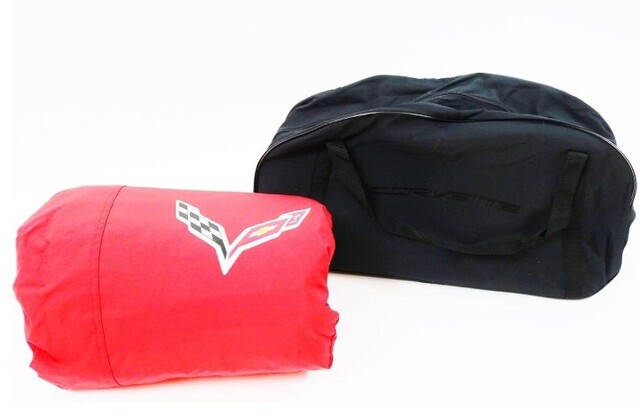 23187877 - : Premium All-Weather Outdoor Car Cover in Red and Black with Z06 Logo for GM Image