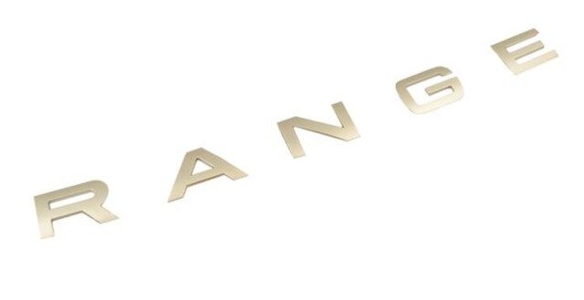 LR088856 - : Hood "RANGE" Nameplate (Atlas Finish) – Premium Exterior Emblem Badge for Land-Rover Image