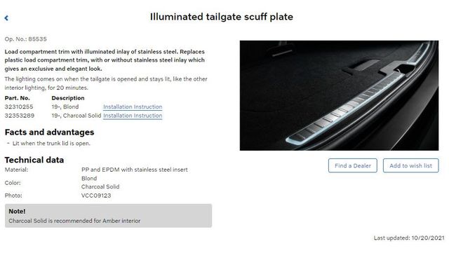 32353289 - : Illuminated Tailgate Scuff Plate for Volvo: XC90 Image