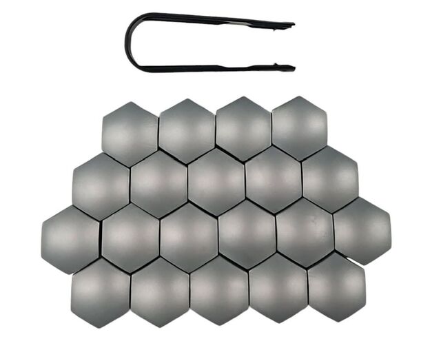 31471687 - Wheels: Lug Nut Plastic Caps - Kit Of Twenty - Silver for Volvo: S60, S90, V60, V90, V90 Cross Country, XC60, XC90 Image