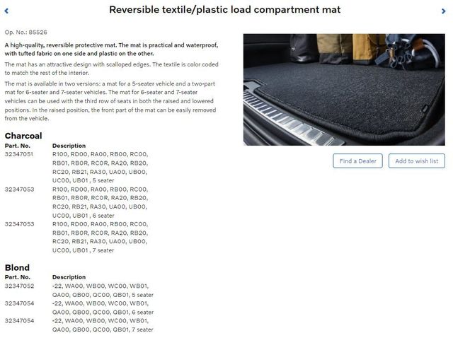 32347051 - : Trunk Mat Charcoal 5 Seater for Volvo Image