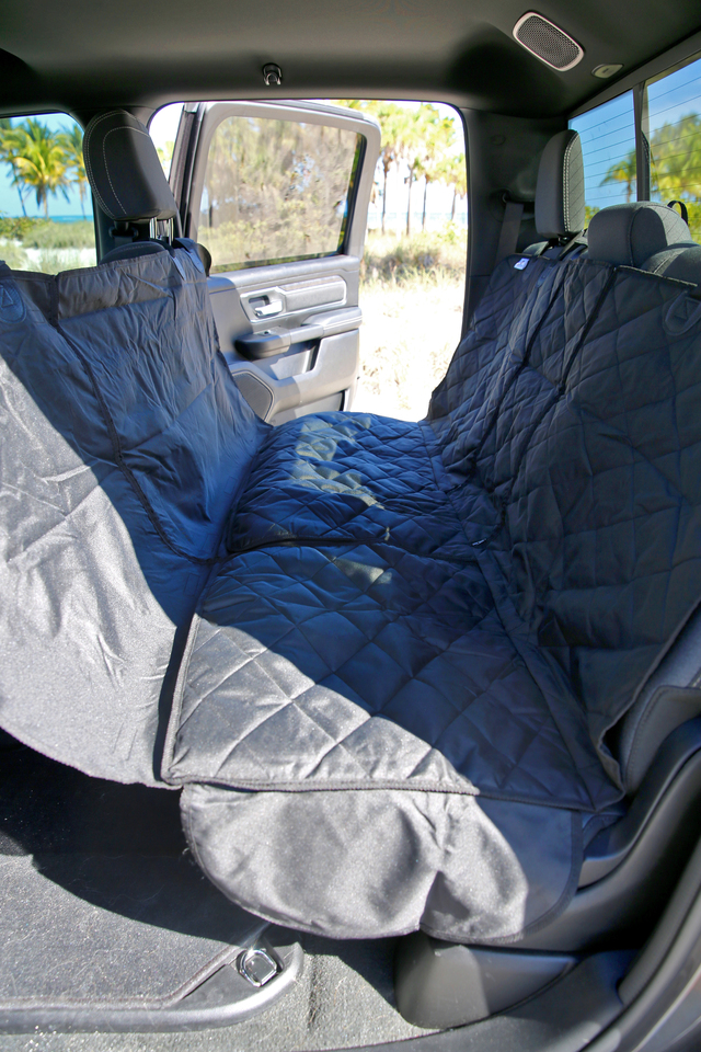 68767128AA - : Crew Cab Rear Seat Cover Black, Drivers Side, Sold by 4Knines for Affiliated Accessories Image
