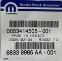 68339985AA - : Lift-Gate Opening Weatherstrip for Mopar Image