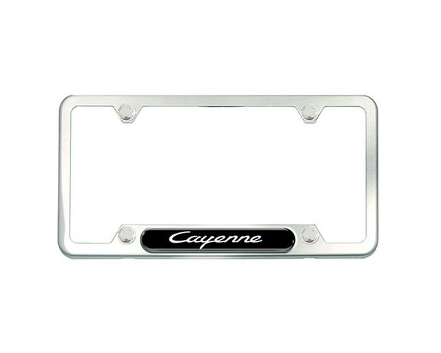 PNA70301600 - Exterior: BRUSHED SILVER Stainless Steel License Plate Frame, Logo Cayenne for Porsche: Cayenne Image