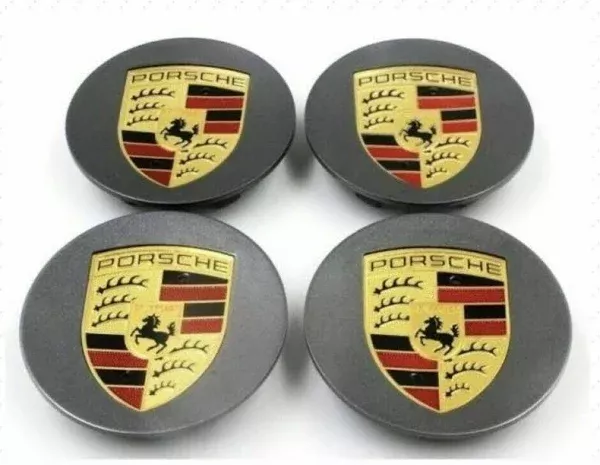 4460712 - : Porsche Center Caps Dark Grey with Colored Crest for Macan (Set of 4) for Porsche Image
