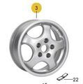 96536212800 - Suspension: Alloy Wheel Turbo Look for Rear - Silver Metallic for Porsche: 911, 968 Image