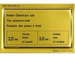93000650501 - : Data Plate For Tyre Pressure for Porsche Image
