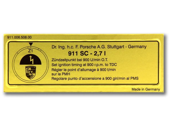 91100650800 - : Sticker Ignition Timing for Porsche Image