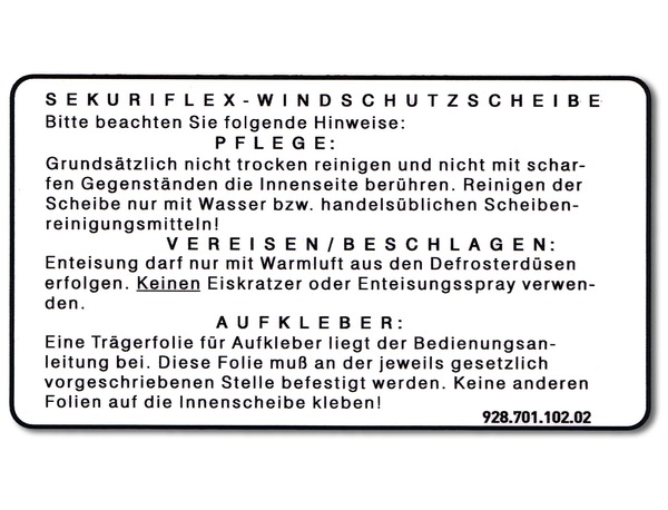92870110202 - : Indication Sticker for Porsche Image