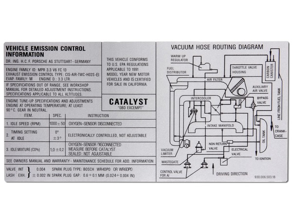 93000650318 - : Sticker "Engine specifications exhaust system" for Porsche Image