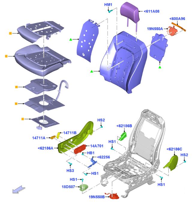 JL3Z63632A22D - : Pad Seat Cushion for Ford Image