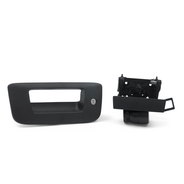 22755305 - Exterior: Tailgate Lock Kit - Black Grained Bezel and Black Handle with Codeable Lock Package for Chevrolet: Silverado 1500, Silverado 1500 Classic, Silverado 1500 HD Classic, Silverado 2500 HD, Silverado 2500 HD Classic, Silverado 3500 Classic, Silverado 3500 HD | GMC: Sierra 1500, Sierra 1500 Classic, Sierra 1500 HD Classic, Sierra 2500 HD, Sierra 2500 HD Classic, Sierra 3500 Classic, Sierra 3500 HD Image