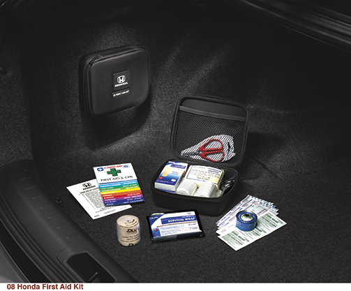 8865FAK100 - Interior: First Aid Kit for Honda: Accord, Civic, Clarity, CR-V, CR-Z, Crosstour, Element, Fit, HR-V, Insight, Odyssey, Passport, Pilot, Prologue, Ridgeline, S2000 Image