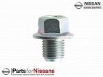1112801M0B - Engine: Drain Plug for Nissan: 200SX, 240SX, 300ZX, 350Z, 370Z, 720, Altima, Armada, Axxess, Cube, D21, Frontier, GT-R, Juke, Kicks, LEAF, Maxima, Micra, Murano, NV1500, NV200, NV2500, NV3500, NX, Pathfinder, Pathfinder Armada, Pickup, Pulsar NX, Qashqai, Quest, Rogue, Rogue Select, Rogue Sport, Sentra, Stanza, TITAN, TITAN XD, Van, Versa, Versa Note, Xterra, Z Image