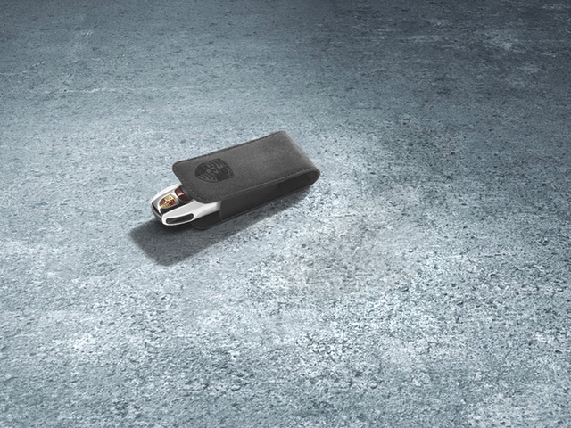 44001117T2 - Interior: 2013-2023 Porsche - Key Pouch In Alcantara - Black for Porsche: 718 Boxster, 718 Cayman, 718 Spyder, 911, Boxster, Cayenne, Cayman, Macan, Panamera Image