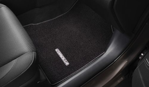 PT2060217128 - Interior: 2017-2019 Toyota Corolla Front &amp; Rear Carpet Floor Mats Black w/ Silver Metallic Trim for Toyota: Corolla Image