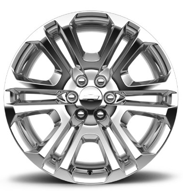84346101 - Suspension: 22" Wheel, 6 Split-Spoke, Chrome for Cadillac: Escalade, Escalade ESV | Chevrolet: Silverado 1500, Silverado 1500 LD, Silverado 2500 HD, Silverado 3500 HD, Suburban, Suburban 3500 HD, Tahoe | GMC: Sierra 1500, Sierra 1500 Limited Image