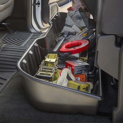 23183670 - Interior: Cargo, Under-Seat Organizer Extended Cab for Chevrolet: Silverado 1500, Silverado 1500 Classic, Silverado 1500 HD, Silverado 1500 HD Classic, Silverado 1500 LD, Silverado 2500, Silverado 2500 HD, Silverado 2500 HD Classic, Silverado 3500, Silverado 3500 Classic, Silverado 3500 HD | GMC: Sierra 1500, Sierra 1500 Classic, Sierra 1500 HD Classic, Sierra 1500 Limited, Sierra 2500 HD, Sierra 2500 HD Classic, Sierra 3500 Classic, Sierra 3500 HD Image