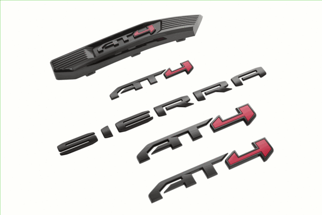 86532078 - Exterior: (Replaces 85160700) Sierra AT4 Emblems - Black for GMC: Sierra 1500 Image