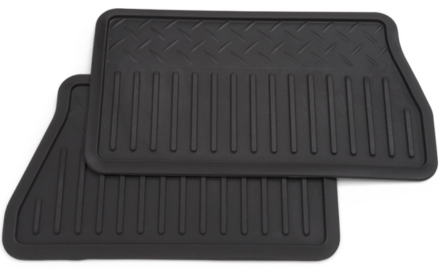 19300742 - Interior: Black Rear All-Weather Floor Mat Package for Chevrolet: Silverado 1500, Silverado 1500 LD, Silverado 2500 HD, Silverado 3500 HD | GMC: Sierra 1500, Sierra 1500 Limited, Sierra 2500 HD, Sierra 3500 HD Image