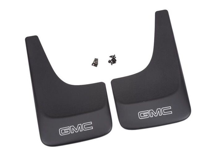 19213394 - Exterior: Front Or Rear Mud Guard Package With White GMC logo for GM Image