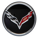 19301416 - : Wheel Center Caps, Black w/Crossed-Flag Logo (THIS IS A SINGLE WHEEL CENTER CAP) for Chevrolet: Corvette Image