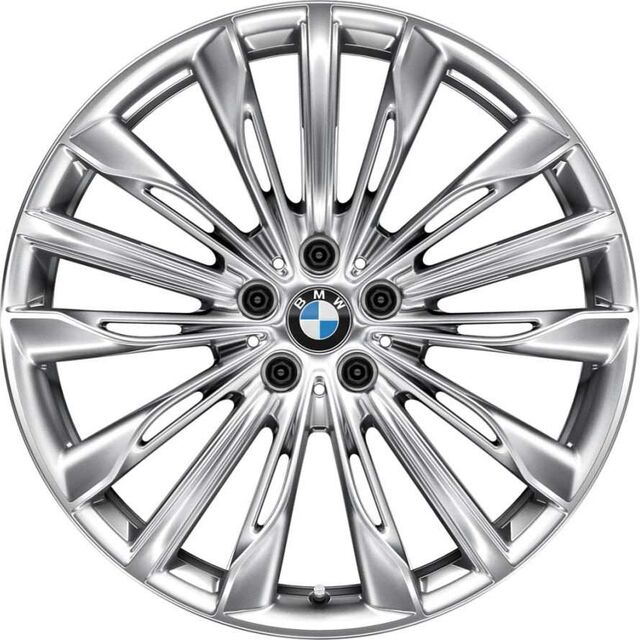 36116868051 - : BMW OEM 646 WHEEL IN POLISHED SILVER 20" - FRONT for BMW: 740e xDrive, 740i, 740i xDrive, 750i, 750i xDrive, M760i xDrive Image