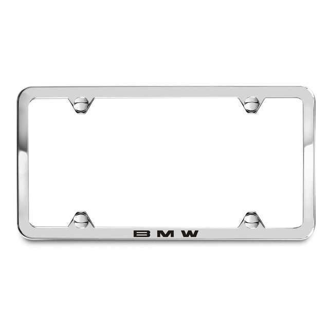 82120042709 - Exterior: License Plate Frame, Laser Slimline for BMW: 228i, 228i xDrive, 230i, 230i xDrive, 320i, 320i xDrive, 328d, 328d xDrive, 328i, 328i xDrive, 330e, 330i, 330i GT xDrive, 330i xDrive, 335i GT xDrive, 335i xDrive, 340i, 340i GT xDrive, 340i xDrive, 428i, 428i xDrive, 430i, 430i Gran Coupe, 430i xDrive, 435i, 435i xDrive, 440i, 440i xDrive, 528i, 528i xDrive, 530i, 530i xDrive, 535d, 535d xDrive, 535i, 535i GT, 535i GT xDrive, 535i xDrive, 540d xDrive, 540i, 540i xDrive, 550i, 550i GT xDrive, 550i xDrive, 640i, 640i Gran Coupe, 640i xDrive, 640i xDrive Gran Coupe, 640i xDrive Gran Turismo, 650i, 650i Gran Coupe, 650i xDrive, 650i xDrive Gran Coupe, 740e xDrive, 740i, 740i xDrive, 740Li, 740Li xDrive, 750i, 750i xDrive, 750Li, 750Li xDrive, 760Li, 840i, 840i Gran Coupe, Alpina B6 xDrive Gran Coupe, Alpina B7, M2, M235i, M235i xDrive, M240i, M240i xDrive, M3, M340i, M4, M440i Gran Coupe, M5, M550i xDrive, M6, M6 Gran Coupe, M760i xDrive, M8, X1, X2, X3, X4, X5, X6, X7, Z4 Image