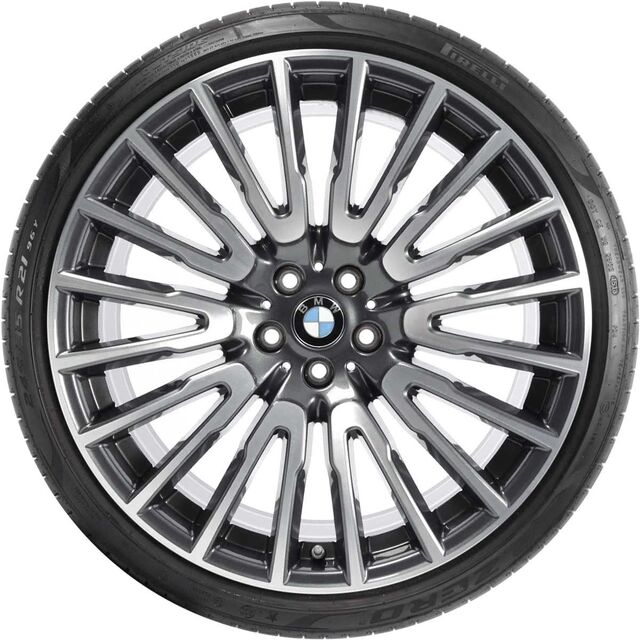 36112408922 - : BMW OEM 629 SUMMER WHEEL AND TIRE SET IN ORBIT GREY W/ BURNISHED FACE 21" for BMW: 740e xDrive, 740i, 740i xDrive, 750i, 750i xDrive Image