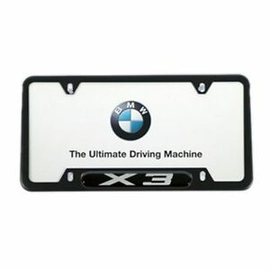 82120418626 - : BMW OEM X3 LICENSE PLATE FRAME IN BLACK FINISH for BMW: 135i, 228i, 228i xDrive, 230i, 230i xDrive, 320i, 320i xDrive, 328d, 328d xDrive, 328i, 328i xDrive, 330e, 330i, 330i GT xDrive, 330i xDrive, 335i, 335i GT xDrive, 335i xDrive, 335is, 340i, 340i GT xDrive, 340i xDrive, 428i, 428i xDrive, 430i, 430i xDrive, 435i, 435i xDrive, 440i, 440i xDrive, 528i, 528i xDrive, 530i, 530i xDrive, 535d, 535d xDrive, 535i, 535i GT, 535i GT xDrive, 535i xDrive, 540d xDrive, 540i, 540i xDrive, 550i, 550i GT xDrive, 550i xDrive, 640i, 640i xDrive, 650i, 650i xDrive, 740e xDrive, 740i, 740i xDrive, 740Li, 740Li xDrive, 750i, 750i xDrive, 750Li, 750Li xDrive, 760Li, Alpina B6 xDrive Gran Coupe, Alpina B7, M2, M235i, M235i xDrive, M240i, M240i xDrive, M3, M4, M5, M550i xDrive, M6, M760i xDrive, X1, X2, X3, X4, X5, X6, Z4 Image