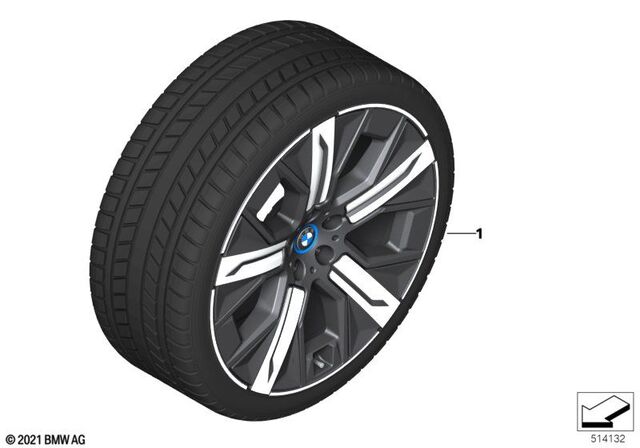 36115A42019 - : BMW OEM 1012 WINTER WHEEL &amp; TIRE IN MIDNIGHT GREY W/ SILVER INSERTS 21" for BMW Image