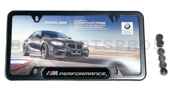 82125A1C494 - : BMW OEM M PERFORMANCE STAINLESS STEEL LICENSE PLATE FRAME for BMW: 228i, 230i, 320i, 328d, 328i, 330e, 330i, 330i GT xDrive, 335i, 340i, 340i GT xDrive, 428i, 430i, 430i Gran Coupe, 435i, 440i, 528i, 530i, 535d, 535i, 540i, 550i, 640i, 640i Gran Coupe, 640i xDrive Gran Turismo, 650i, 650i Gran Coupe, 740i, 740Li, 750i, 750Li, 760Li, 840i, 840i Gran Coupe, Alpina B6 xDrive Gran Coupe, Alpina B7, M2, M235i, M240i, M3, M340i, M4, M440i Gran Coupe, M5, M550i xDrive, M6, M6 Gran Coupe, M760i xDrive, M8, X1, X2, X3, X4, X5, X6, X7, Z4 Image