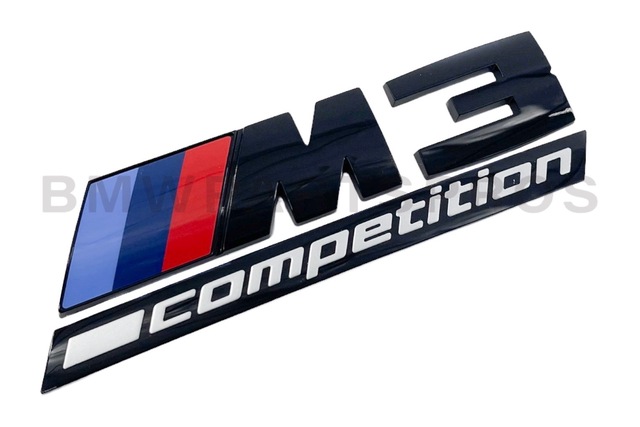 51148084161 - : BMW M PERFORMANCE TRUNK LID BADGE IN HIGH-GLOSS BLACK - M3 COMPETITION for BMW: M3 Image