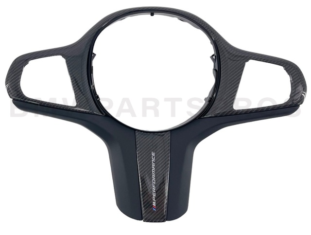 32302471438 - : BMW OEM M PERFORMANCE STEERING WHEEL TRIM IN CARBON FIBER AND LEATHER for BMW Image