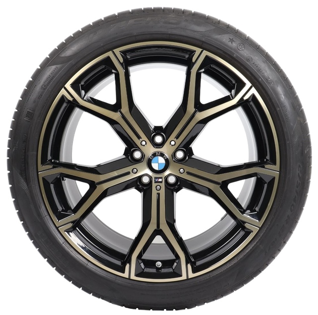 36115A2AF34 - : BMW OEM 741M PERFORMANCE SUMMER WHEEL AND TIRE SET IN NIGHT GOLD 21" for BMW Image