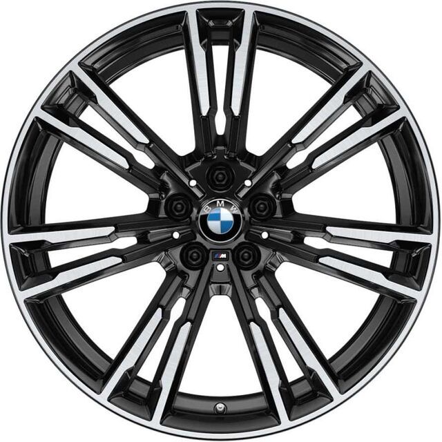 36117857077 - : BMW OEM 706M DOUBLE SPOKE WHEEL IN JET BLACK W/ BURNISHED FACE 20" - FRONT for BMW: 530e, 530e xDrive, 530i, 530i xDrive, 540d xDrive, 540i, 540i xDrive, M5, M550i xDrive Image