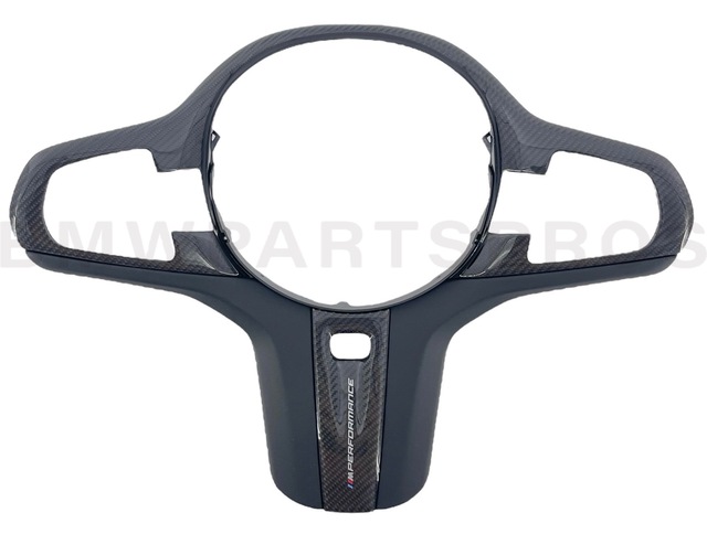 32302459671 - : BMW OEM M PERFORMANCE STEERING WHEEL TRIM IN LEATHER/CARBON FIBER for BMW: 530i, 540i, 840i, M5, M550i xDrive, M8, X4, X5, X6, X7 Image