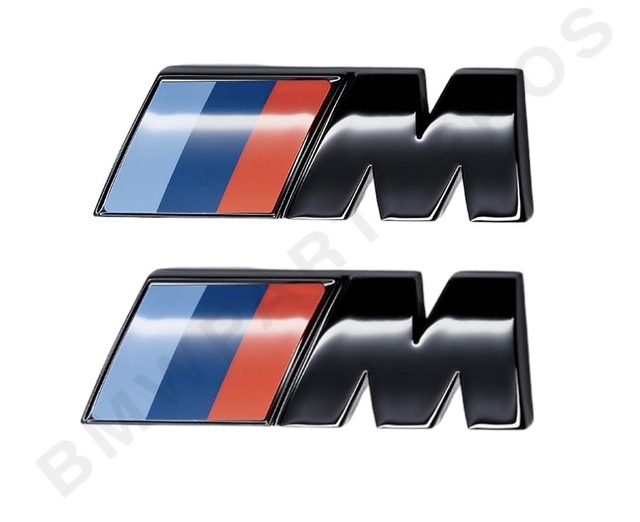 51145A4B373 - : BMW OEM GLOSS BLACK FENDER BADGE SET -  "///M" for BMW: 330e, 330i, M240i, M340i Image